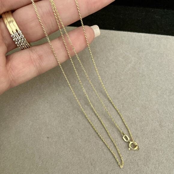 SOLID 10K Gold Cable Link Chain 1MM Necklace 24in BSI ~ NEW *LAST ONE* - Picture 7 of 10